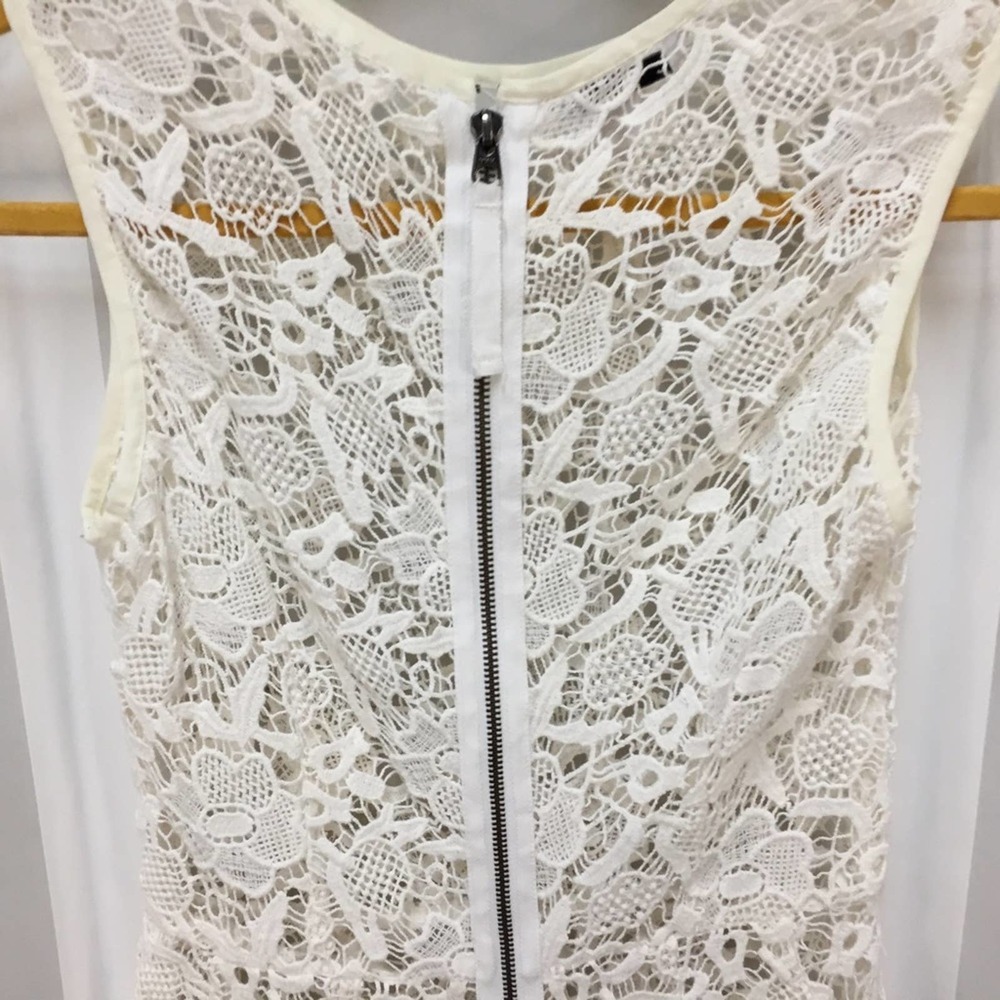 CAbi White Crocheted Lace Sheer Peplum Top - Picture 14 of 16